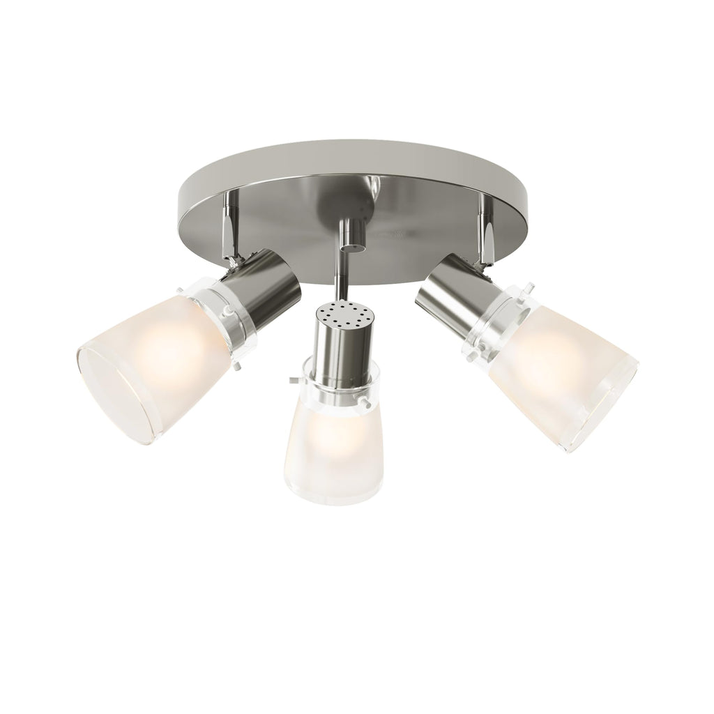 Lumens 10" Track Lighting Kit, Brushed Nickel Finish Flush Mount Ceiling Light Fixture with Frosted Glass Shades, E26