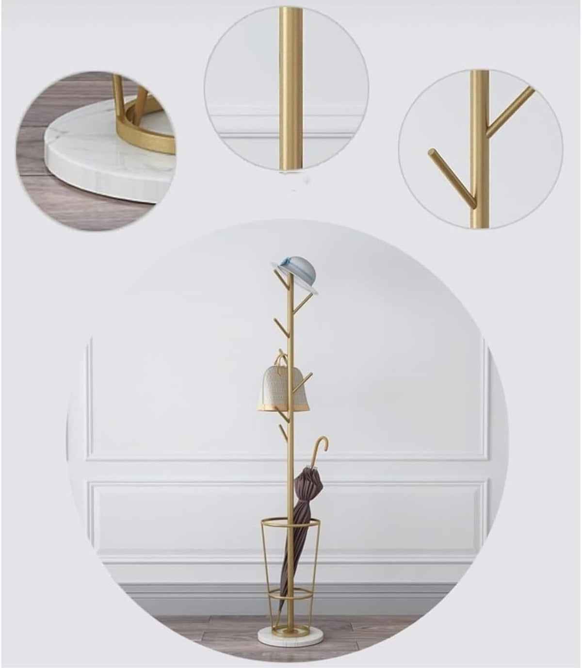 Stand Coat Rack Modern Creative Independent Single-bar Coat Rack Floor-Standing Marble Base Living Room Bedroom