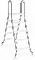 Above Ground Swimming Pool Ladder | 75.6 Inch | Heavy Duty Steel Frame | 440lbs Capacity | for Up to 55" Wall Height