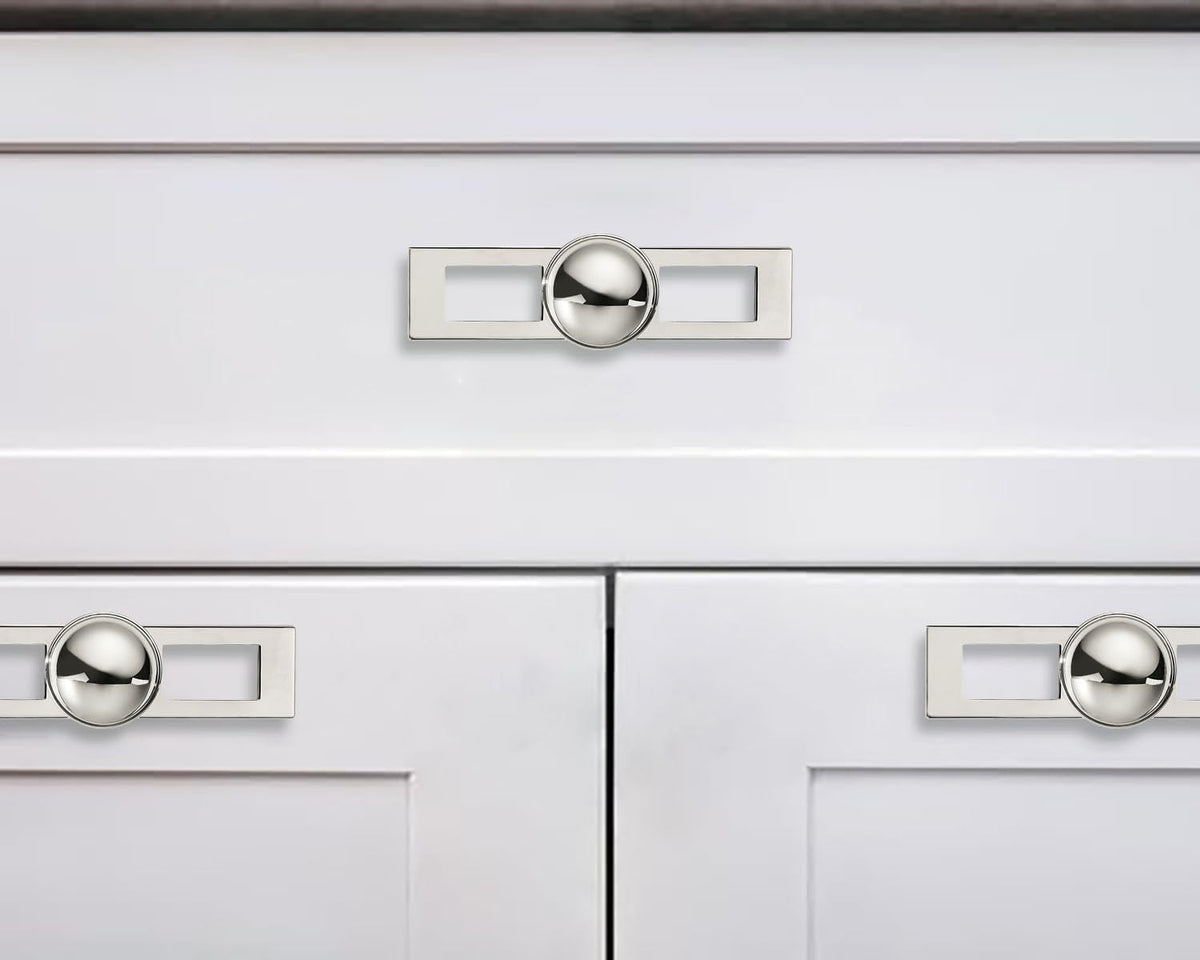 10 Pack 1-1/4 Inch Cabinet Knobs Backplate with 4 Inch Base Plate Zinc Solid Polished Nickel Kitchen Cabinet Handles