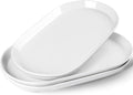 14" Oval Serving Platter Set of 3 - Ceramic Large White Platters for Entertaining Party, Serving Plates for Turkey