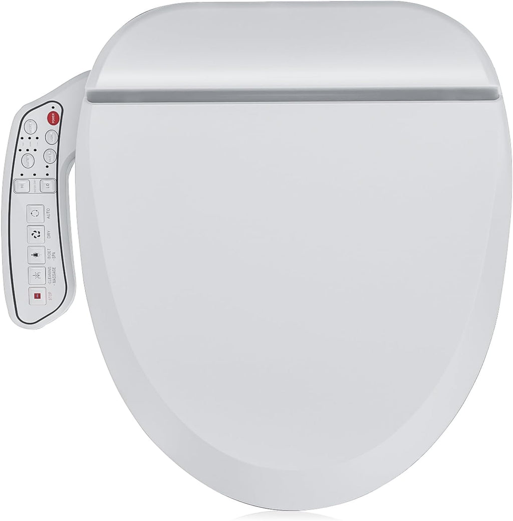 Round Smart Bidet Toilet Seat with Unlimited Warm Water, Vortex Wash, Heated Seat, Warm Air Dryer, Front and Rear Wash, LED Light, White