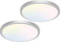 12 inch Flush Mount LED Ceiling Light Fixture, 3000K 4000K 6500K Adjustable, 28W 3200lm Brushed Nickel Satin Round