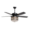 52” Wethington Modern Crystal Chandelier Ceiling Fan with Light And Remote Control Black