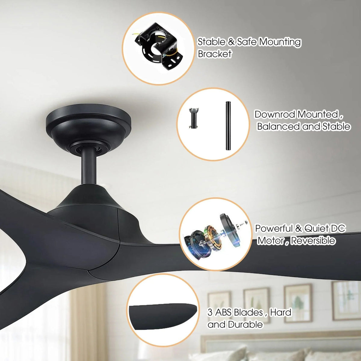 56" Eon Modern Reversible Ceiling Fan with Remote Control