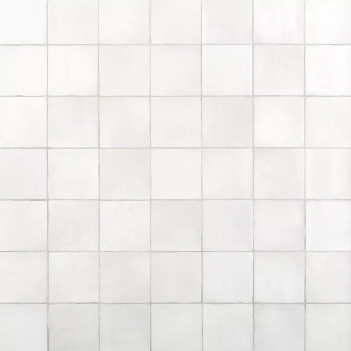 5x5 Glossy White Zellige Look Ceramic Wall Tile - Handmade Style Square Field Tile (4 Pieces)