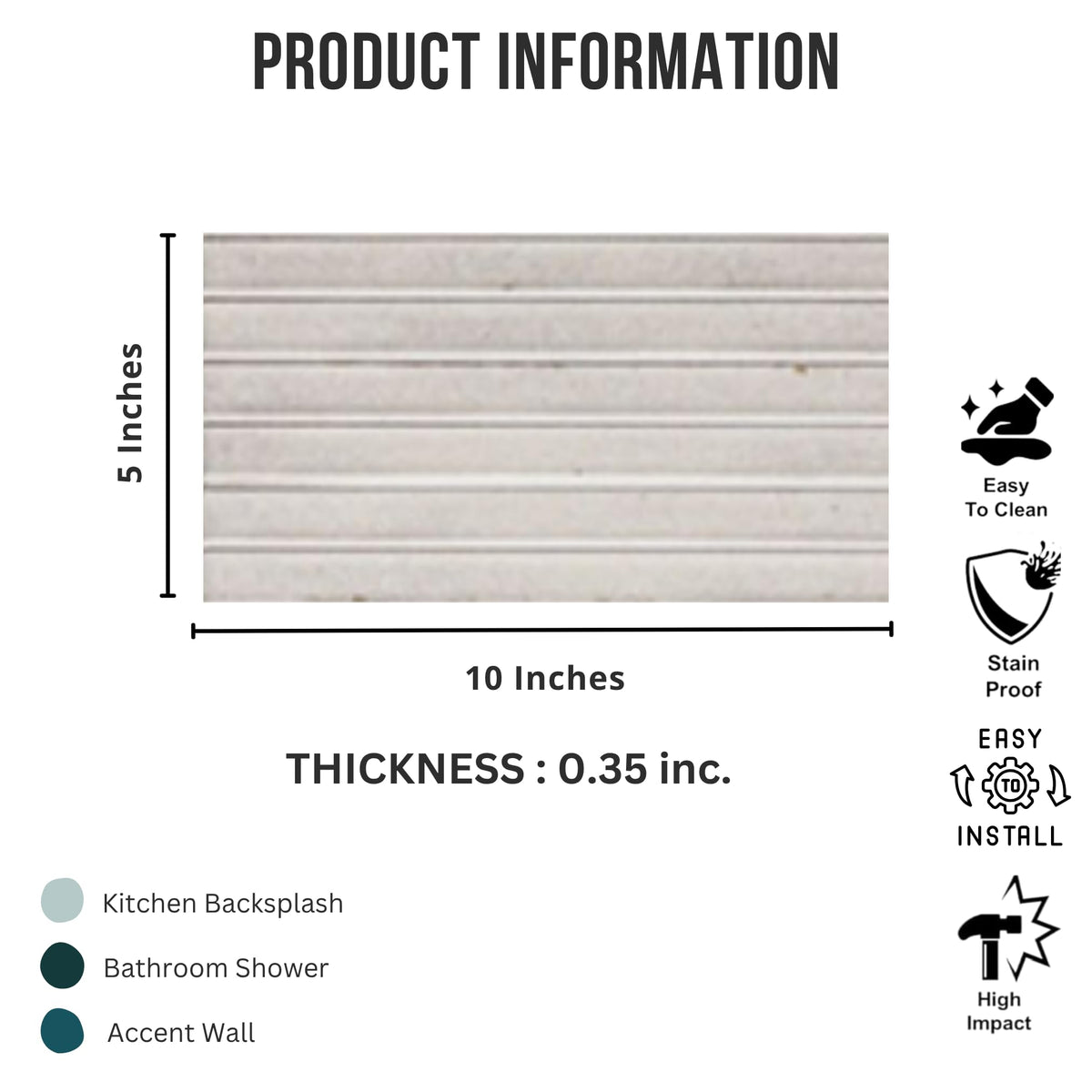 Ivory Glow Glossy Ribbed Ceramic Wall Tile (1 Piece)