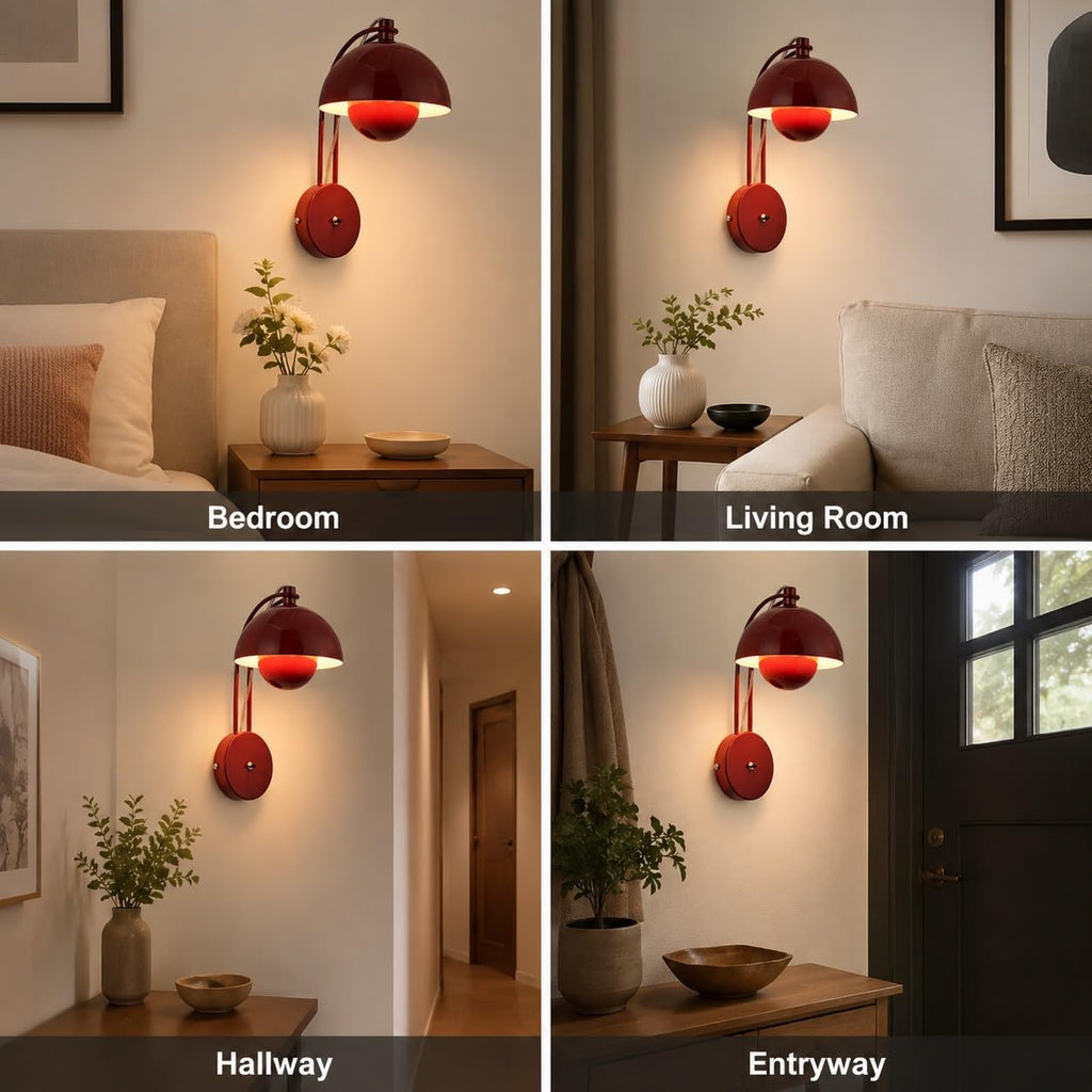 Spray Painted Wrought Iron Material Wall Light, Double-Layer Dome