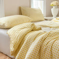 100% Cotton Yellow Gingham Plaid Comforter Set