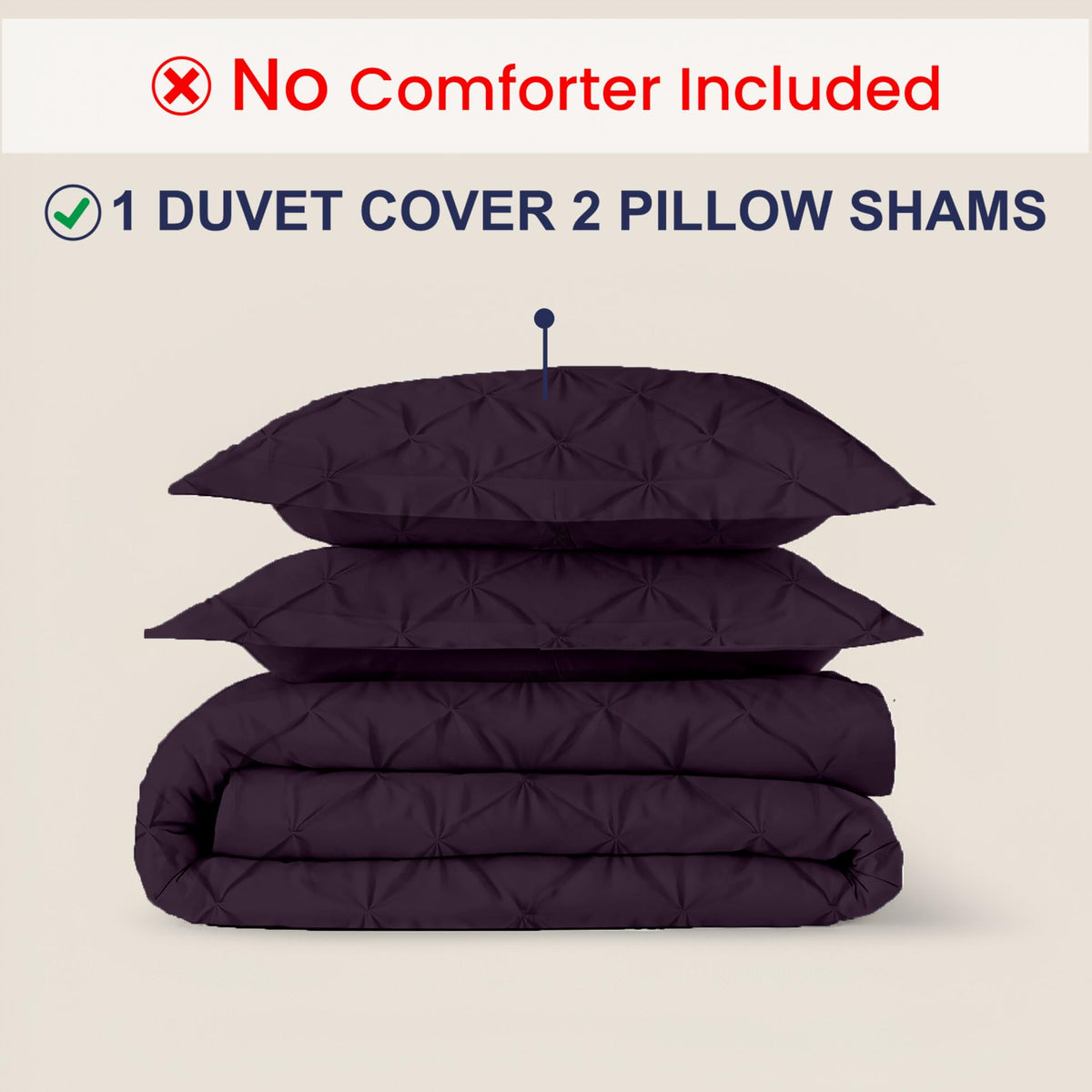 3 Pc Pinch Pleated - Pintuck Duvet Cover Set - 100% Egyptian Cotton - 1000 Thread Count Luxury Comforter