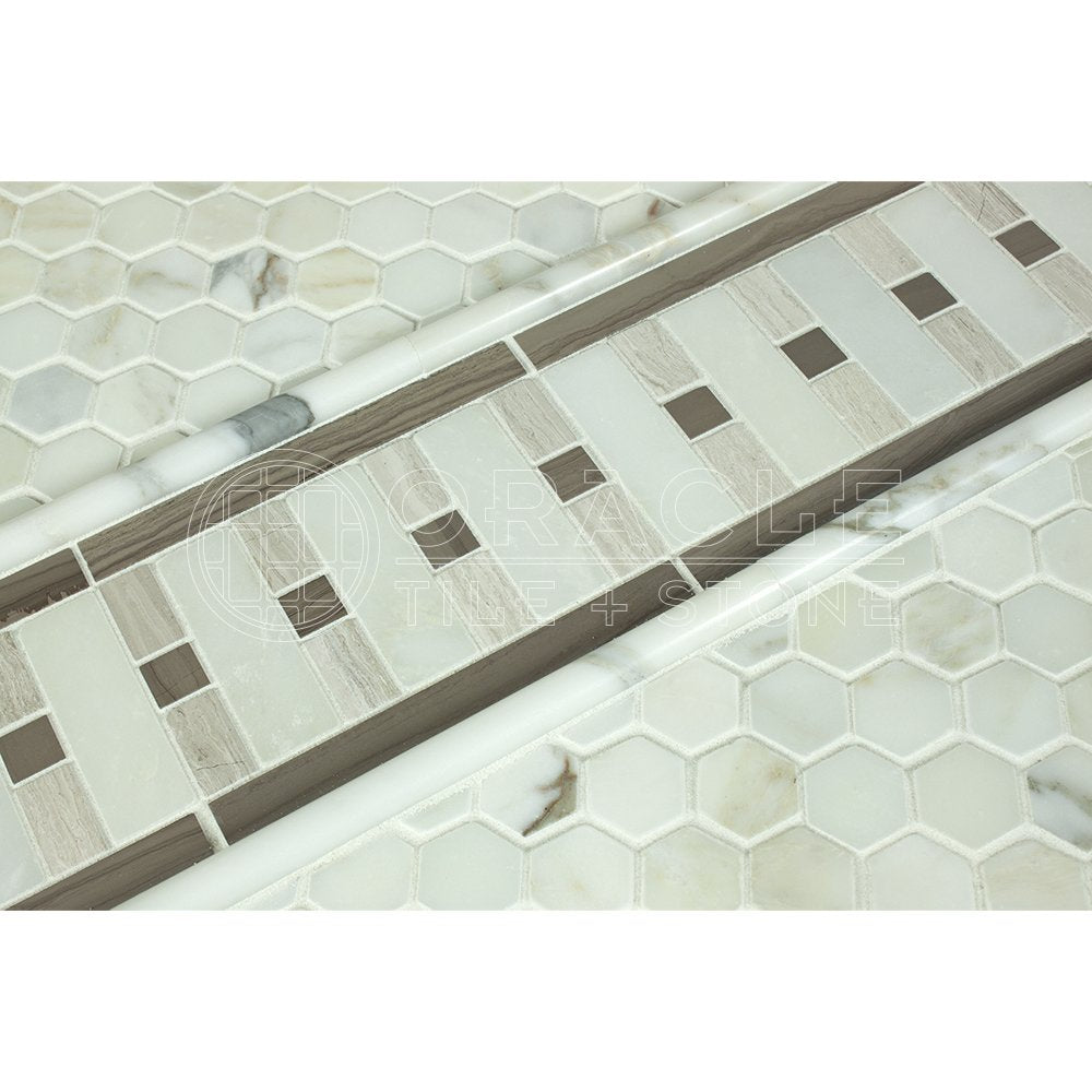 Calacatta Gold (Italian Calcutta) Marble 1 inch Hexagon Mosaic Tile, Polished