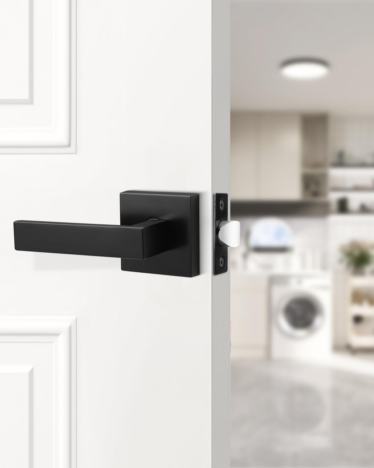 3 Pack Passage Door Handle in Matte Black,Interior Closet Door Knobs ,Non-Locking Keyless Modern Door Lever