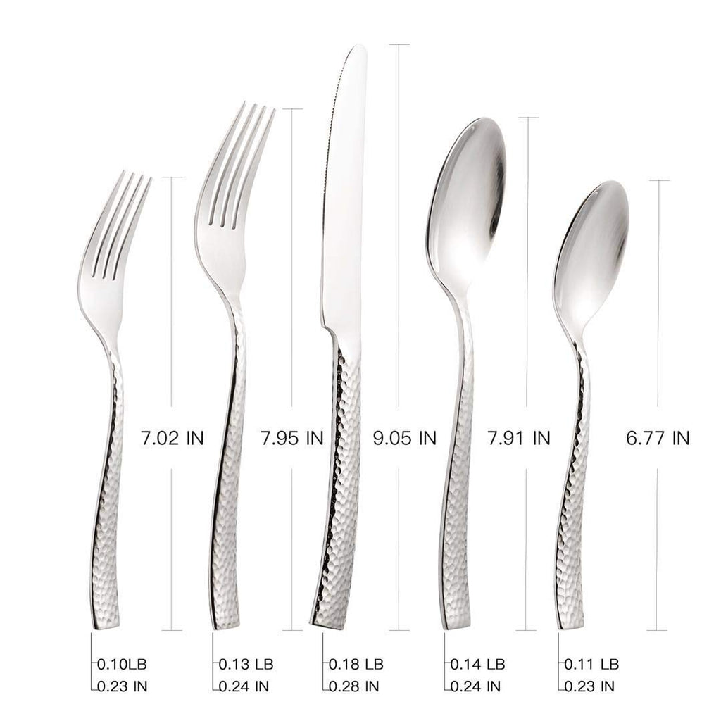 Silverware Set Hammered Pattern 60 Pieces Service for 12