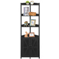 Corner Shelf with Storage, Tall Corner Storage Cabinet, 5-Tier Corner Bookshelf with Protective Fence, Black BB78CJ01