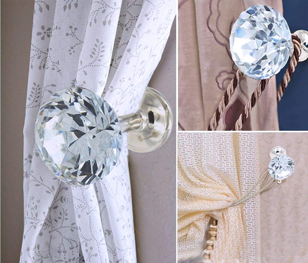Shiny Clear Diamond Crystal Goblet Shape Curtain Holdbacks Curtain Buckle Wall Hooks Coat Hangers Drapery - 4 Pieces