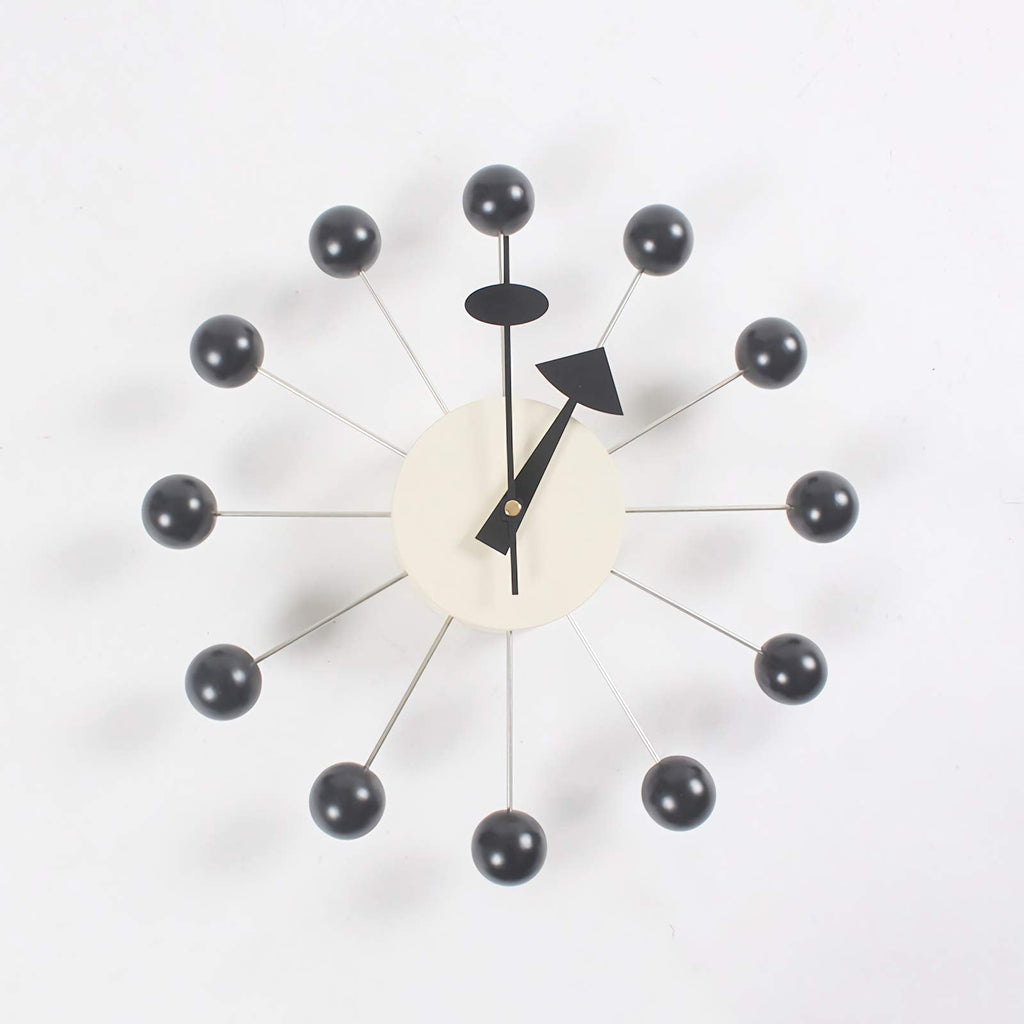 Inspired Nelson Style Modern Mid Century Retro Design Solid Wood Wall Ball Clock Black