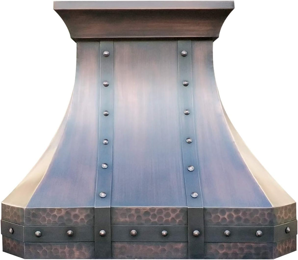 30 Inch Copper Wall Mount Range Hood 610 CFM LED Lights Dishwasher-Safe Baffle Filters