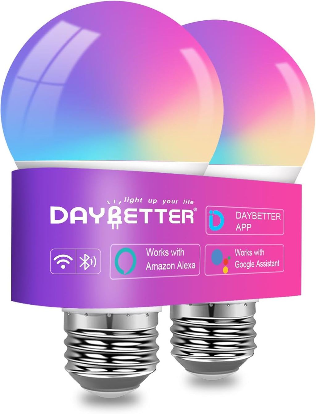 Smart Light Bulbs, A19 E26 Color Changing Bulbs, Works with Alexa