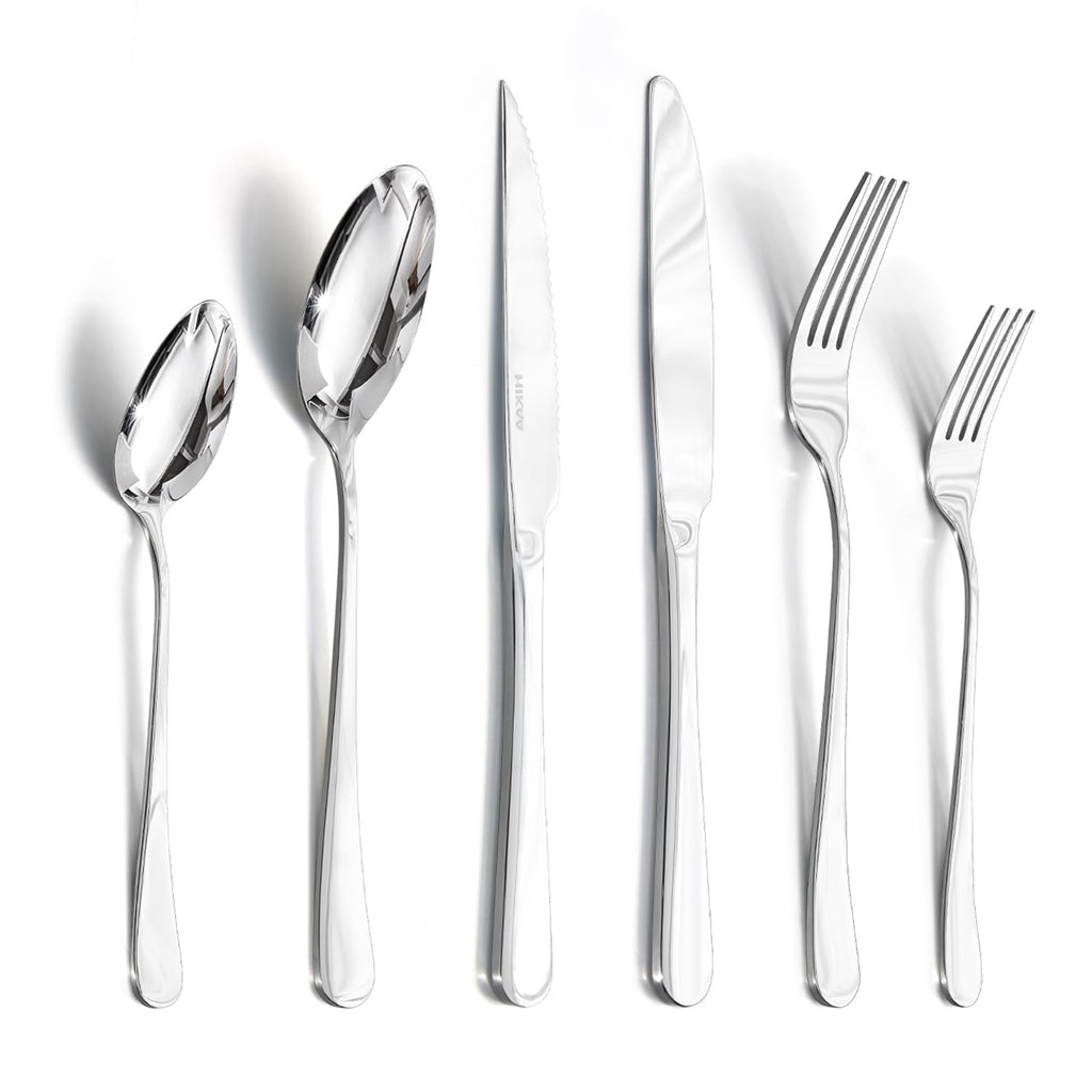 Silverware Set with Steak Knives for 6, 36 Piece Heavy Duty 18/10 Stainless Steel Flatware Set, Mirror Polished