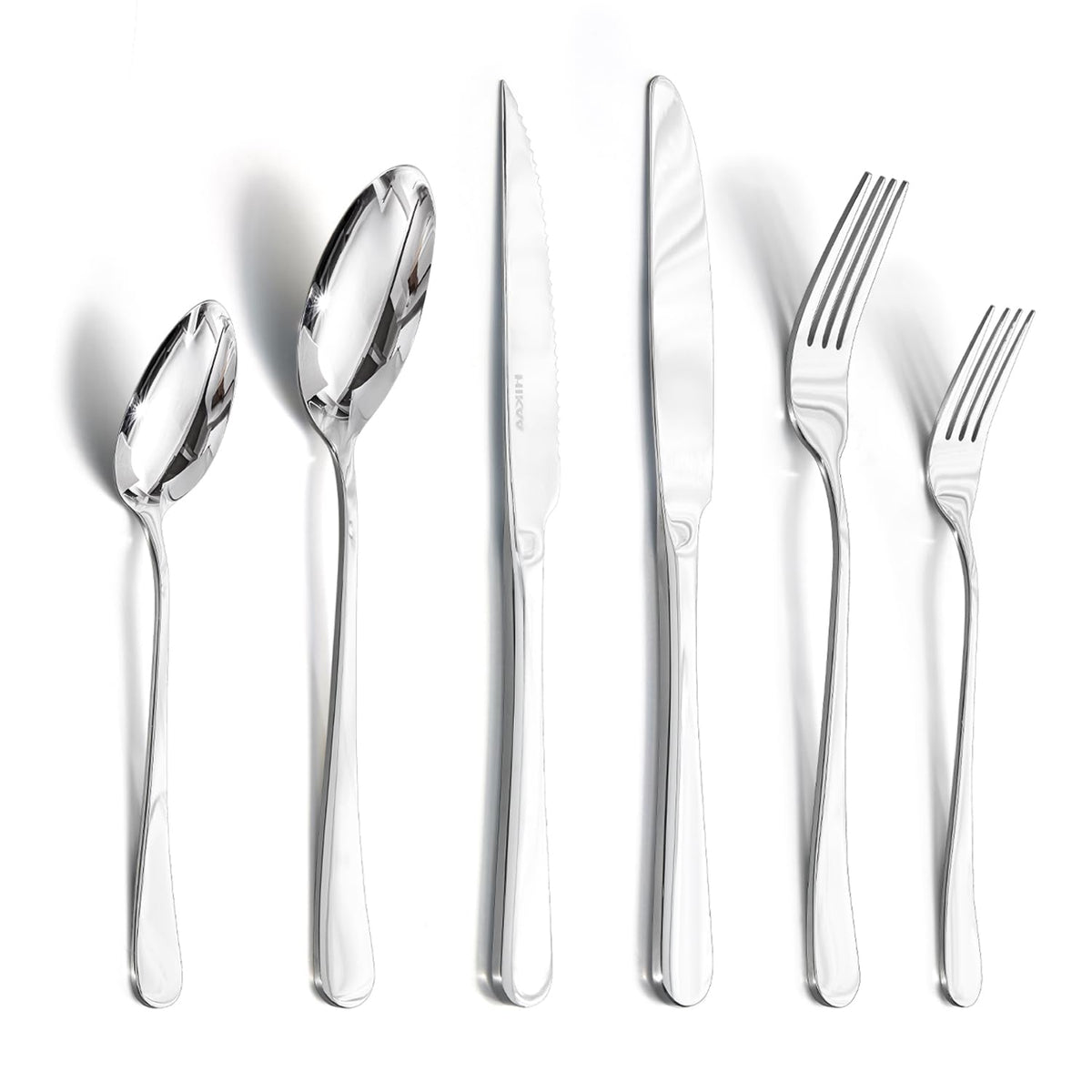 Silverware Set with Steak Knives for 6, 36 Piece Heavy Duty 18/10 Stainless Steel Flatware Set, Mirror Polished