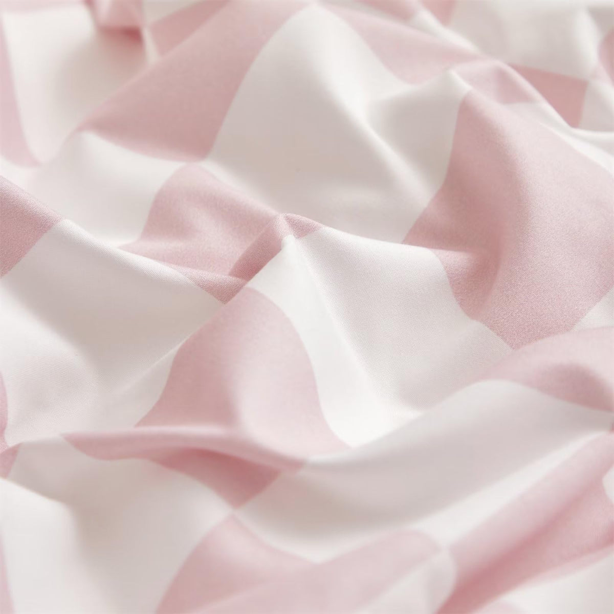 White and Pink Duvet Cover Plaid Checkerboard Bedding Set