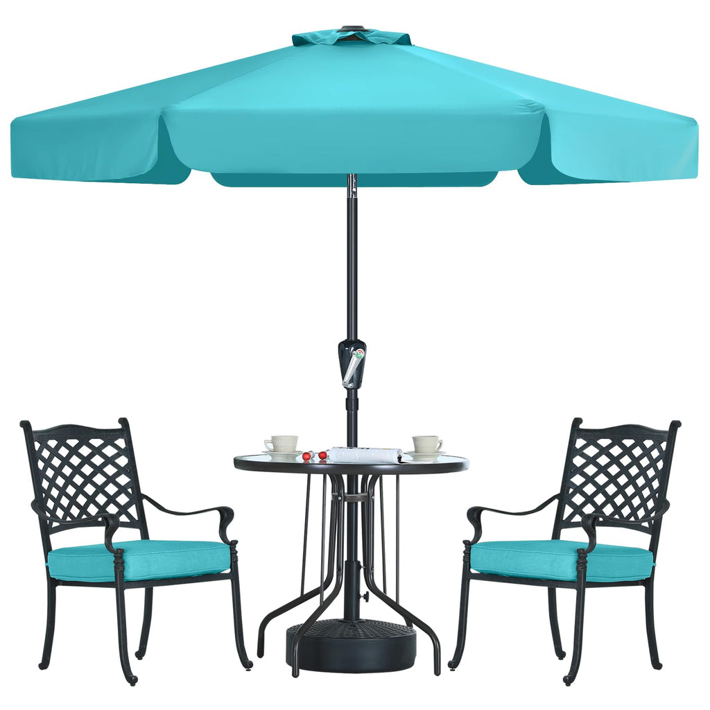 7.5ft Scalloped Valance Patio Umbrella, Crank & Tilt, Turquoise
