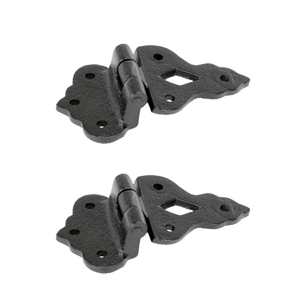 Pack of 2 Black Wrought Iron Offset Cabinet Hinge 3/8 Inch Hoosier Kitchen Cupboard Door Hardware Rustic Colonial