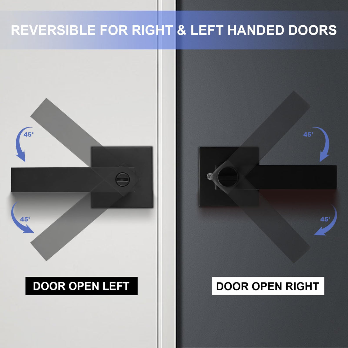 Privacy Door Levers, 5 Pack Matte Black Door Handles, Bed and Bath Door Locksets Heavy Duty Keyless Interior Handles