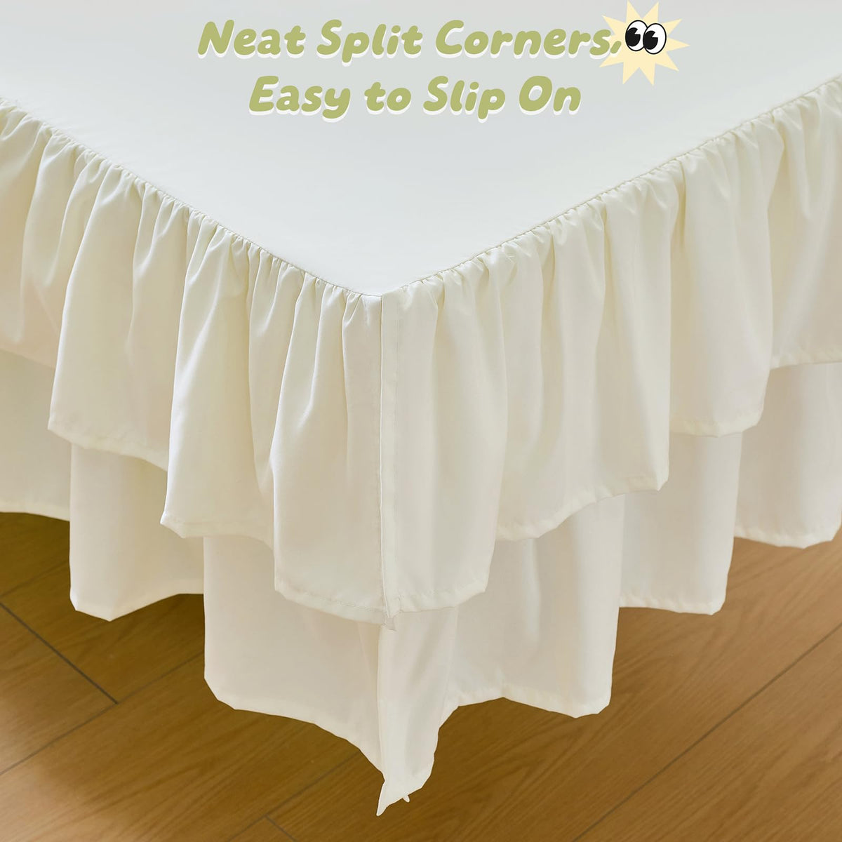 Ruffled Crib Bed Skirt, Beige, Soft Double Layer, 28"x 52"