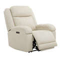 Oversized Genuine Leather Power Recliner Chair, Cream