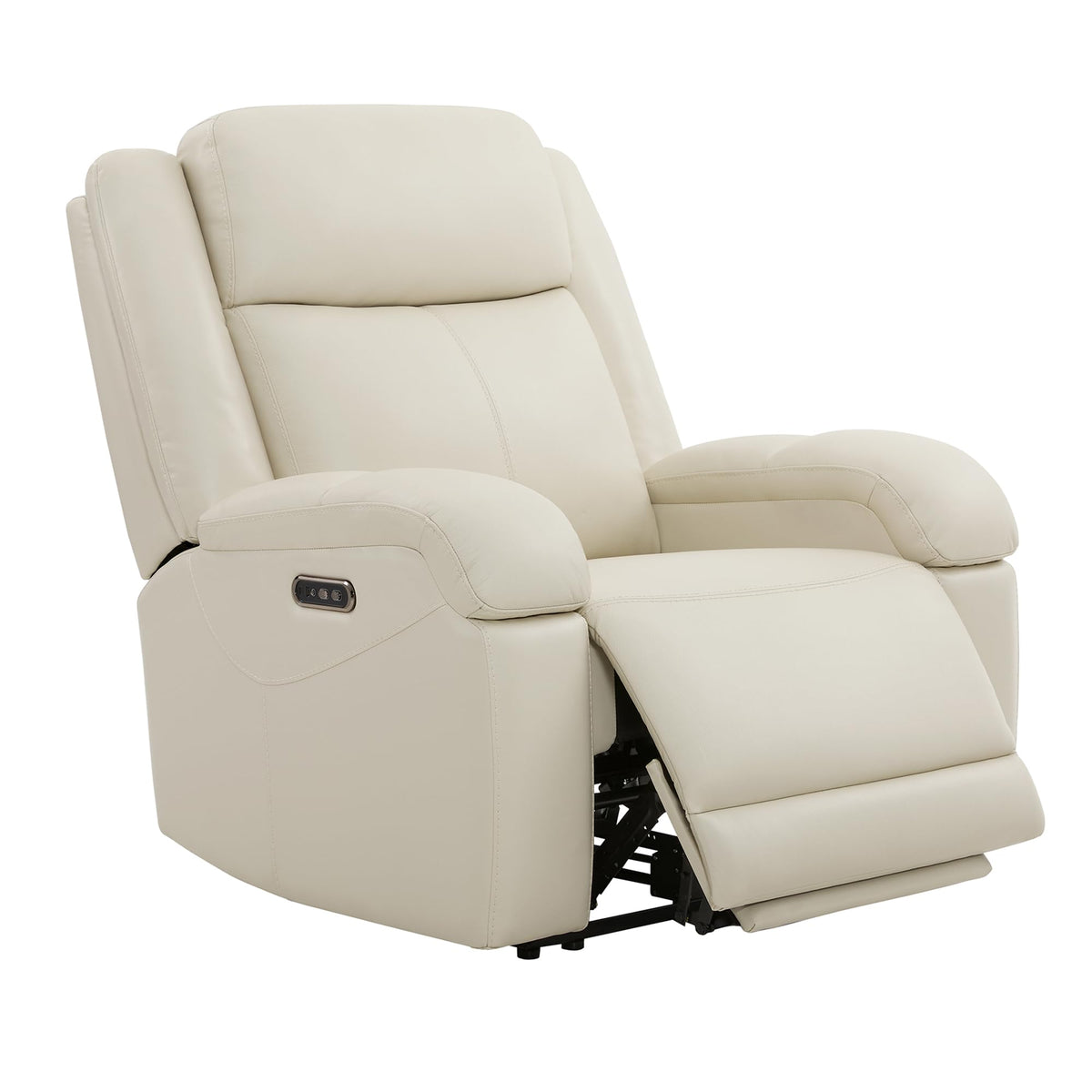 Oversized Genuine Leather Power Recliner Chair, Cream
