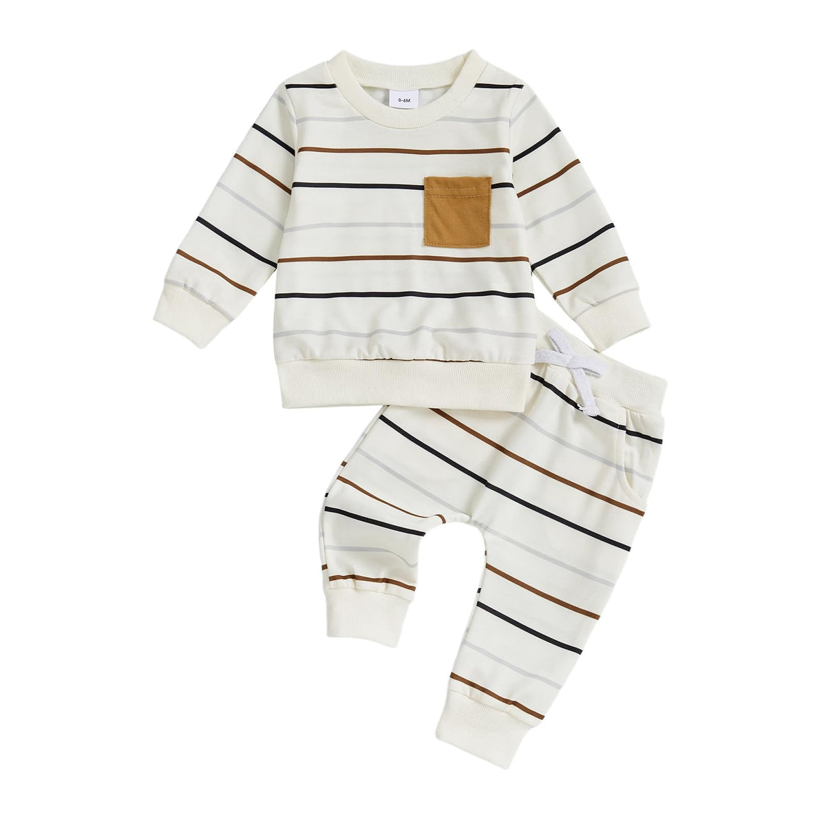 Toddler Baby Boy Clothes Long Sleeve Striped Sweatshirt Pants Set Fall Winter Outfits White