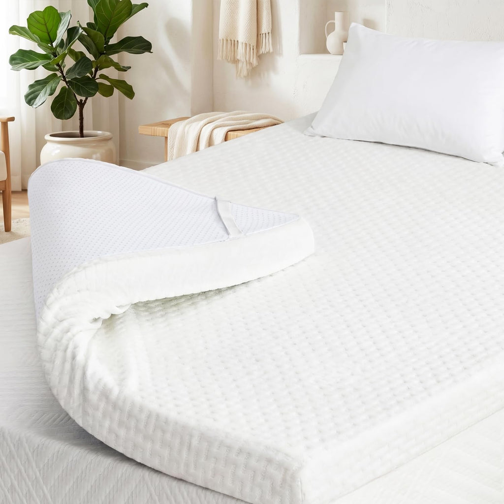 3 Inch Gel Memory Foam Mattress Topper Queen, Thick Mattress Pad | Bed Topper for Back Pain, Non-Slip Design with