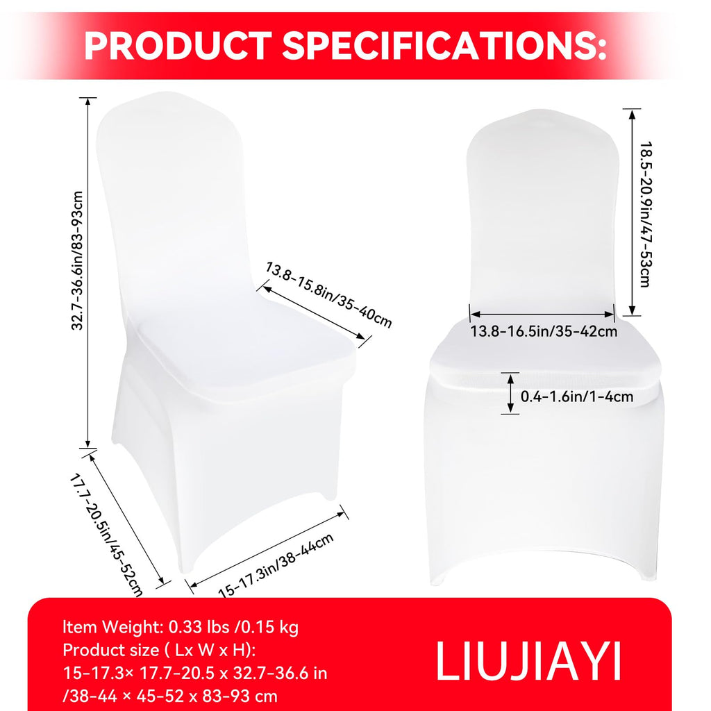 100 Pcs White Stretch Chair Covers - Premium Polyester Spandex Slipcovers for Wedding, Party, Banquet, Dining & Event
