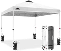 Pop Up Canopy Tent with Wheeled Carry Bag, 8 Stakes, 4 Ropes, 4 Weight Bags, Easy Set Up Tent Canopy, 10x10 ft