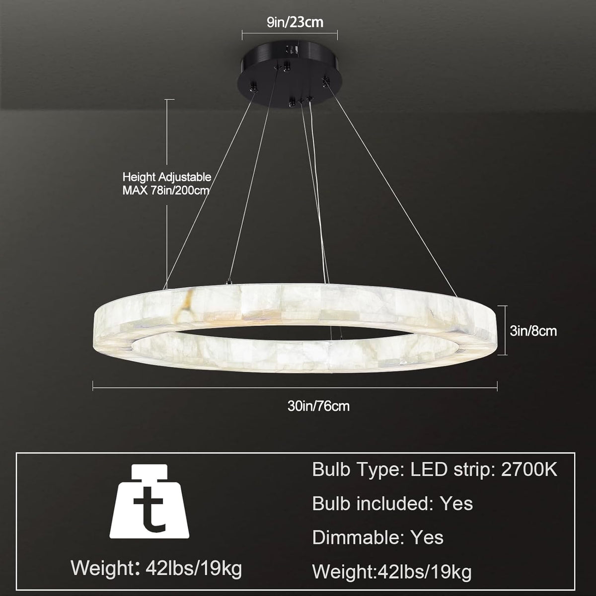 30" Modern Round Chandelier