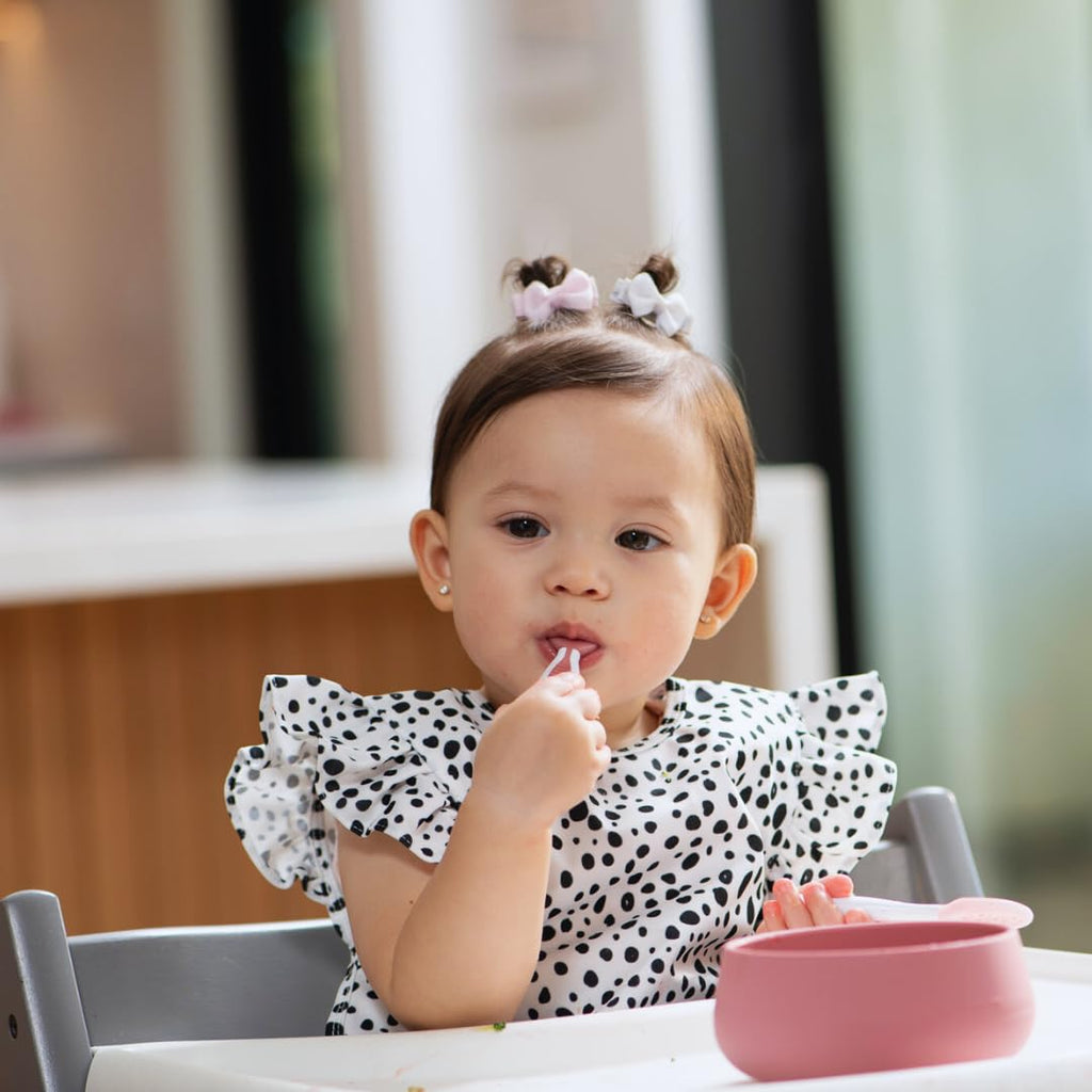 Baby Suction Bowl & Spoons Set 4+ Mo, Mauve