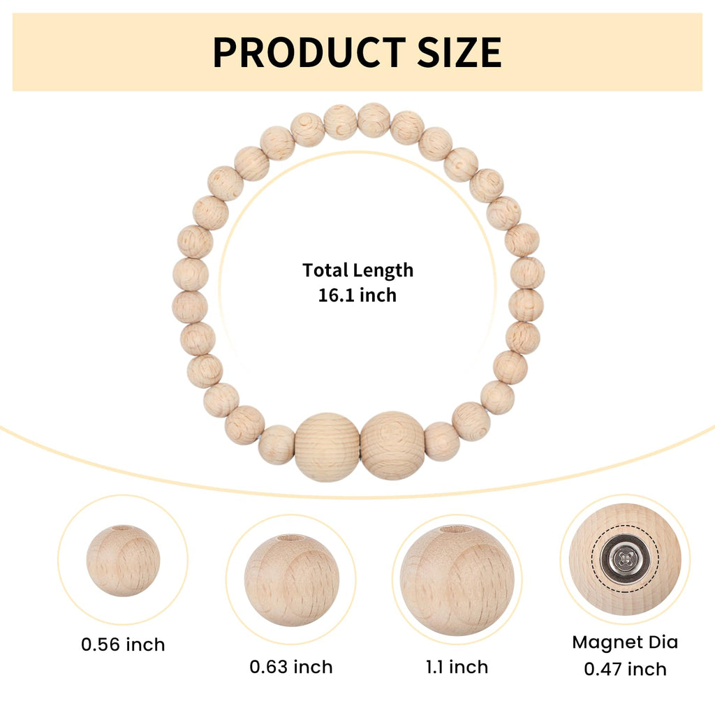 Magnetic Curtain Tiebacks, 6 Pack Wood Bead Curtain Holdbacks