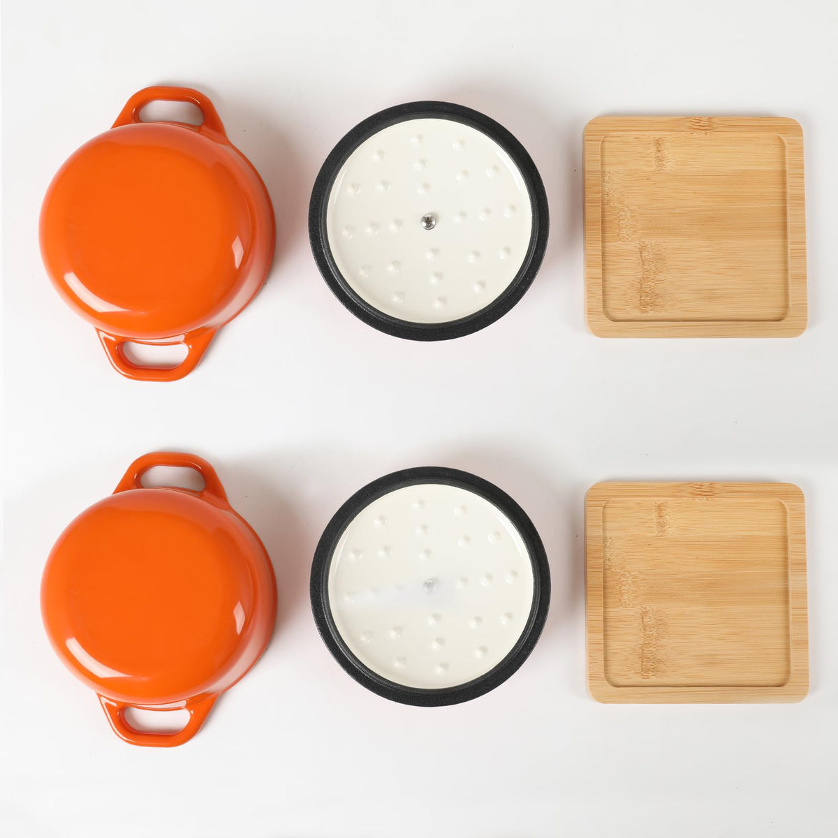 Enameled Cast Iron Mini Dutch Oven,Dia5.51inch,23oz, Set of 2 Orange