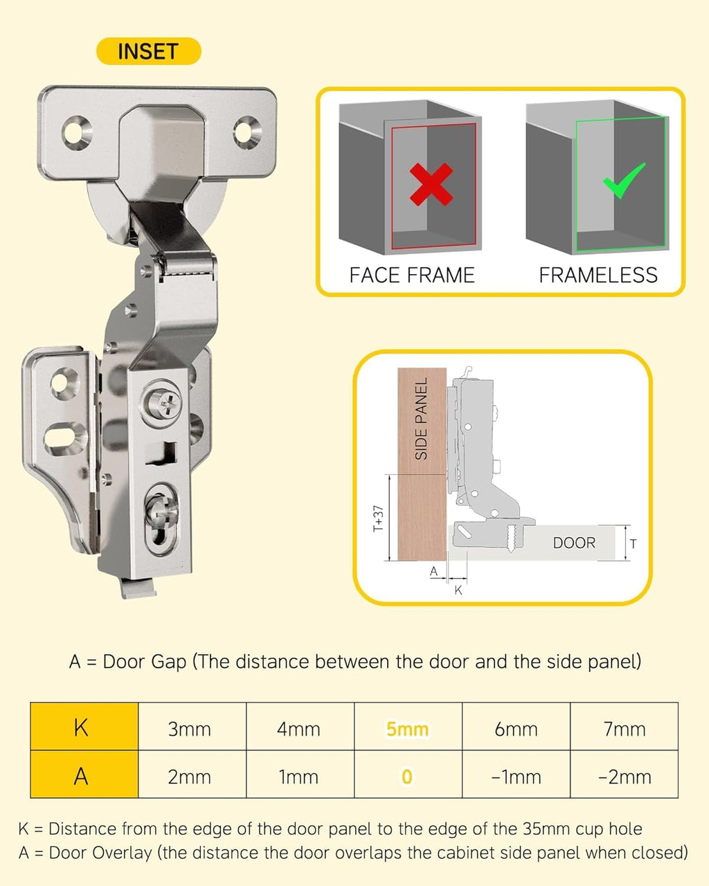 60 Pack Inset Soft Close Cabinet Hinges, Stay at Will 105° Concealed Hinge, Smooth Slow Self Closing, 3D Adjustment
