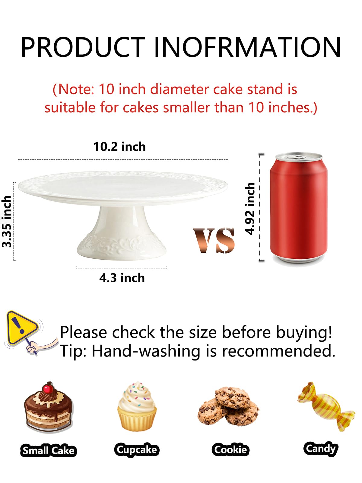 White Wedding Cake Stand for Smaller Than 10 Inch Cakes, Vintage