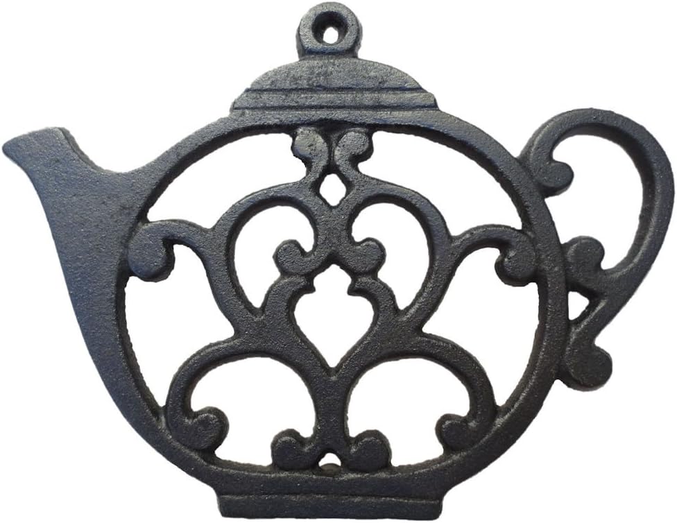 Teapot Cast Iron Trivet for Hot Pots & Kitchen & Dining Table, Gift, Metal Wall Art & Home Decor, 2 or More for Set