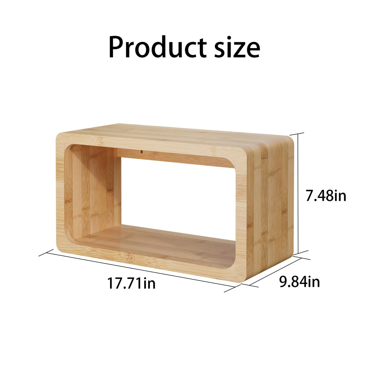 Bamboo Floating Nightstand with Storage Drawer and Modern Open Shelf Cubby, Bedroom, Living Room, Kitchen, Tool Room
