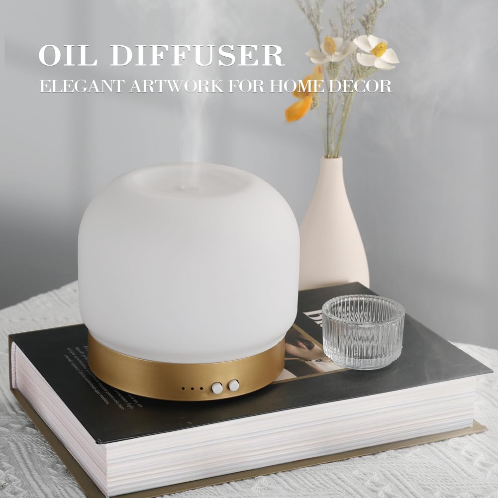 Essential Oil Diffusers for Large Room 280ml Aromatherapy Diffuser - Glass Cover, 4 Timers, Auto Shut-Off, Adjustable