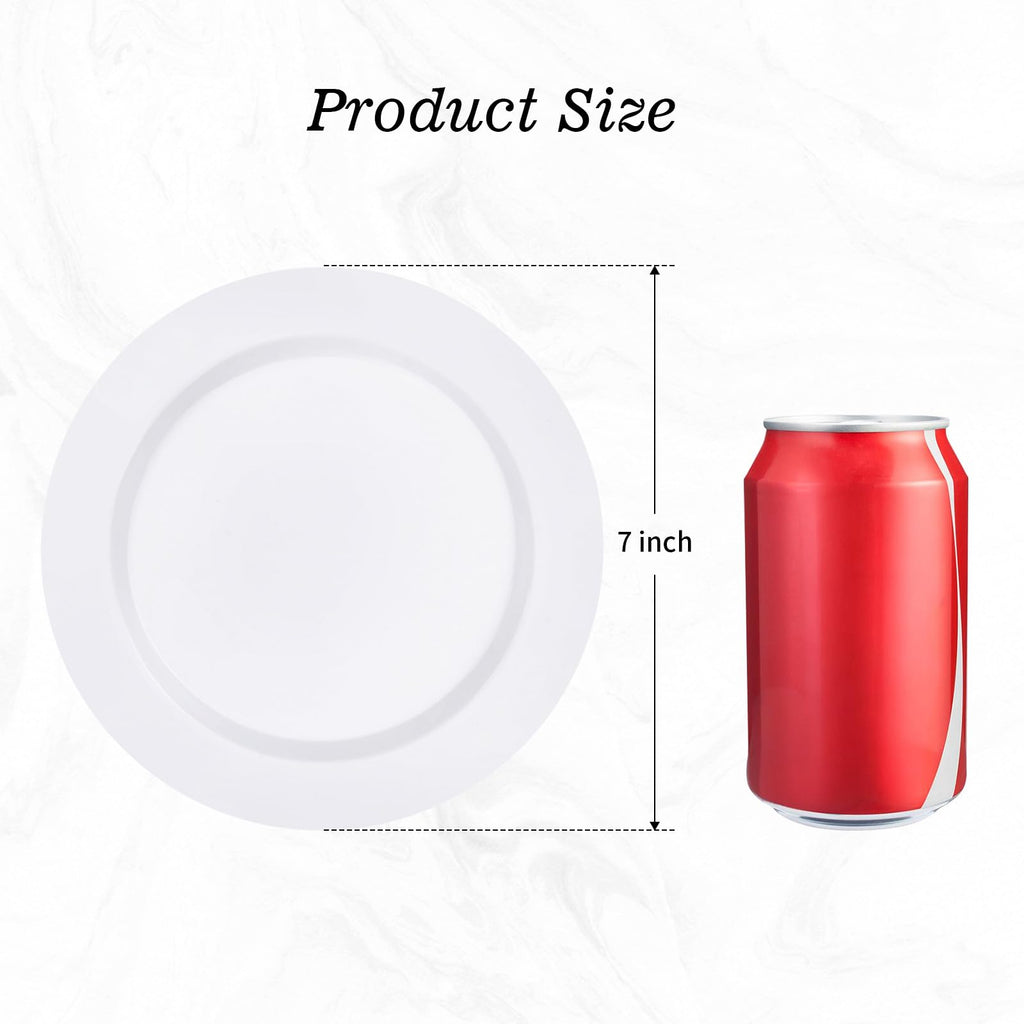 7 Inch White Plastic Dessert Plates