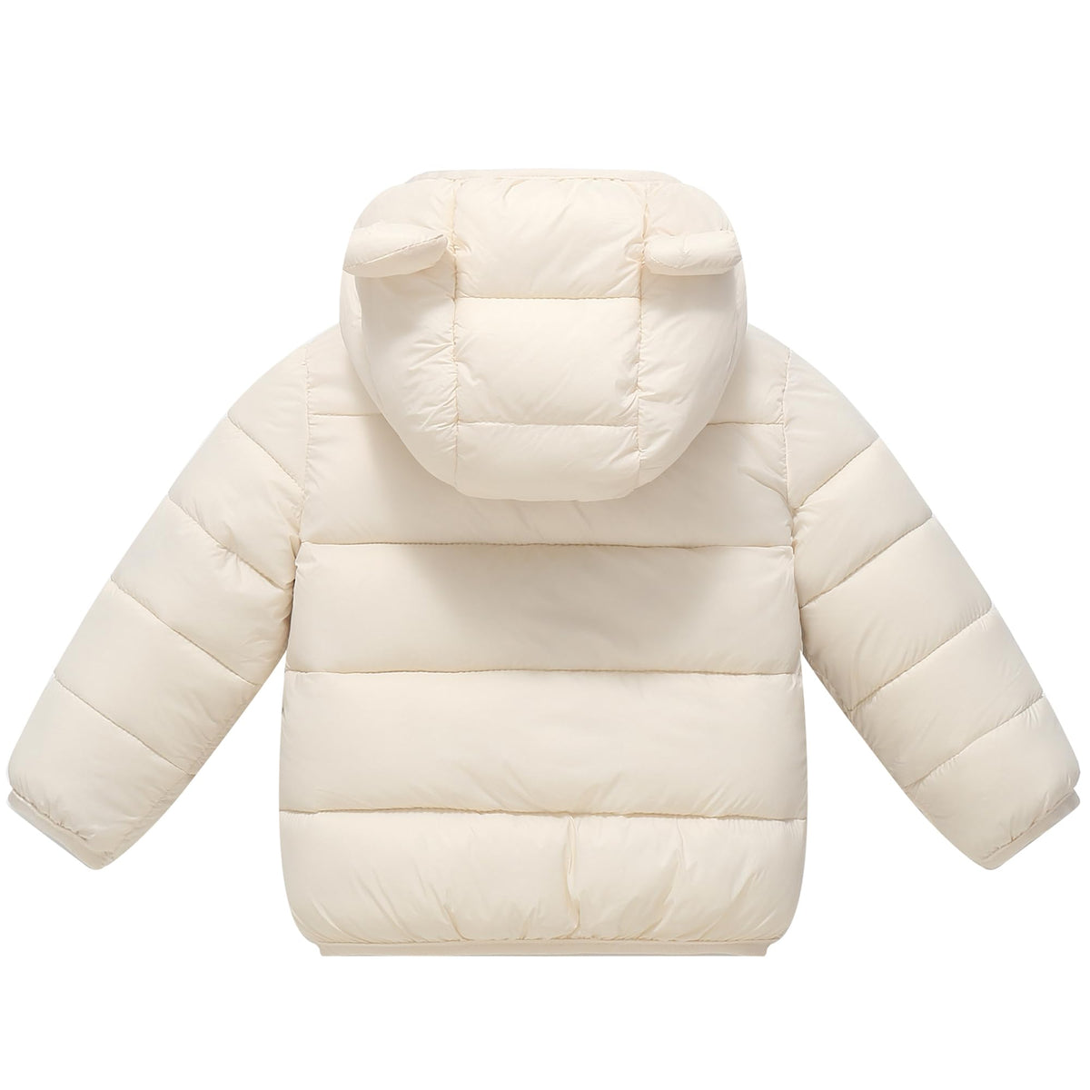 Baby Hooded Down Jacket Boys Girls Light Puffer Winter Coats Toddler Bear Ears Zipper Up Down Coats Outwear Ivory