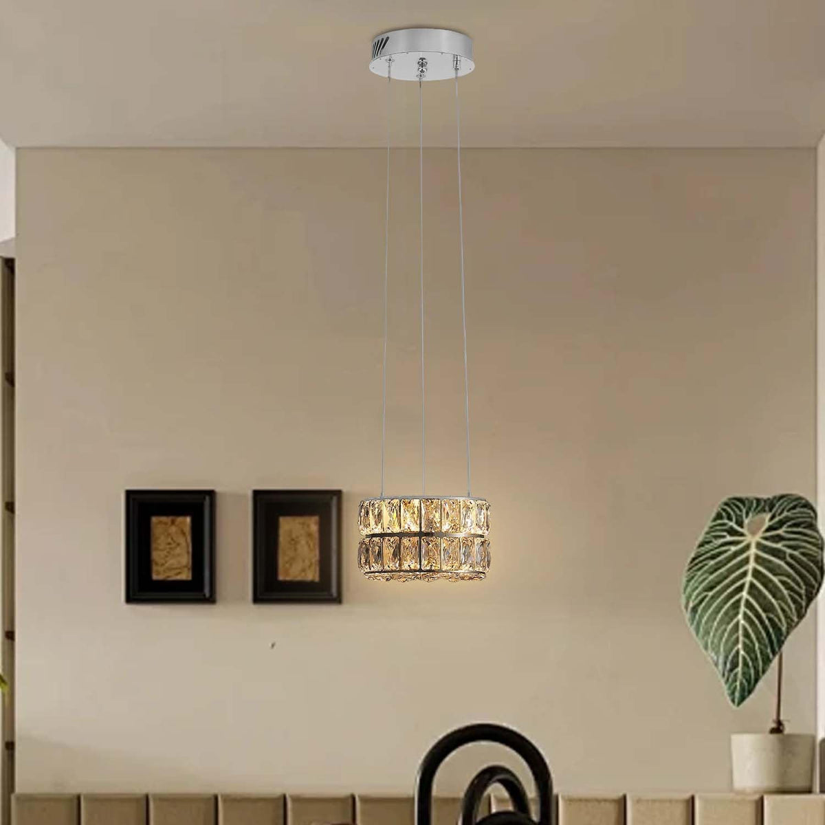 Small Modern Crystal Ring Chandelier for Dining Nooks and Hallways