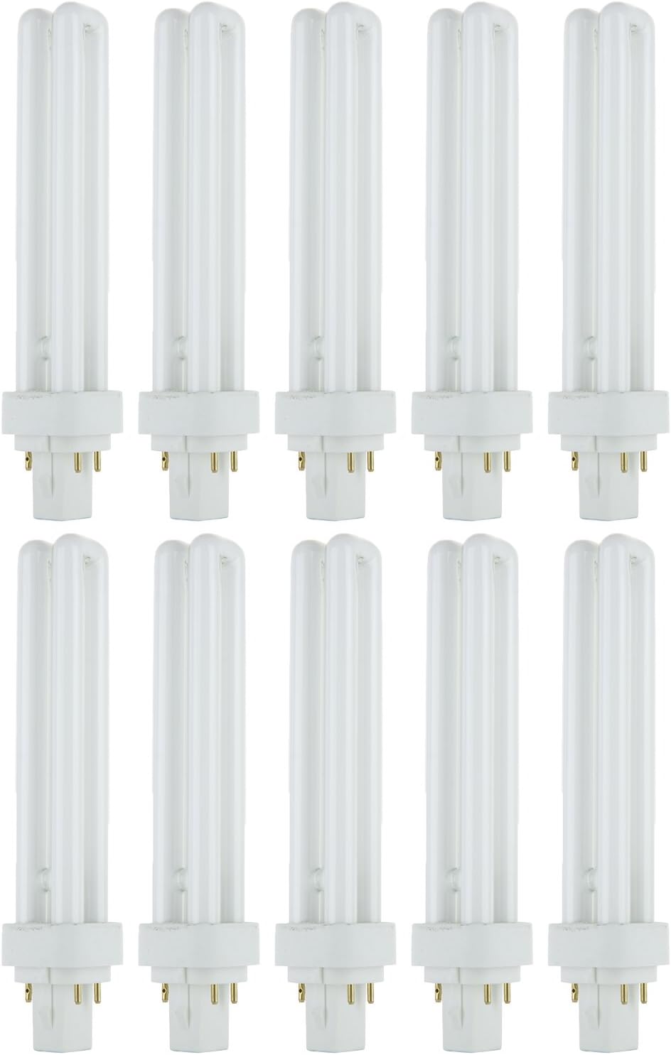 Compact Fluorescent PLD 4 Pin Double U-Shaped Twin Tube Light Bulb, 26 Watts, 120 Volts, 4 PinG24q3 Base, 1560