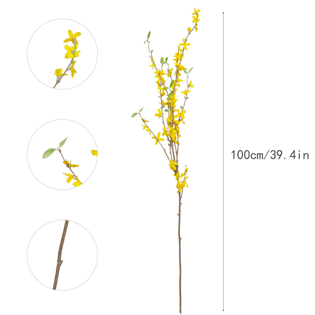 Artificial Forsythia Branches, 6 Pcs 39.4 Inch Cherry Blossom, Spring Flowers Artificial for Decoration, Silk