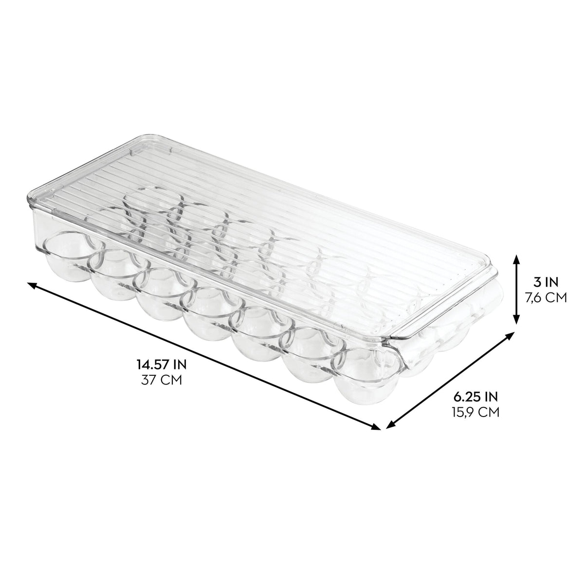 Clear Plastic Egg Holder for Fridge with Lid, 21 Egg